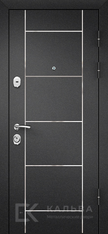 Фото «Металлическая дверь графит с хром-линиями и МДФ венге №23»