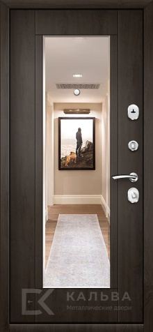 Фото №2 «Железная дверь шоколадная порошковая снаружи МДФ венге с зеркальной вставкой №2»