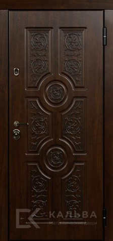 Фото «Входная дверь тёмный каштан МДФ резьба и филёнка №373»