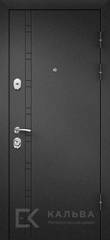 Фото «Входная дверь чёрная шагрень с вертикальным декором МДФ дуб №13»