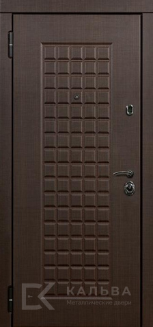 Фото №2 «Входная дверь венге с квадратной фрезеровкой и серой МДФ №44»